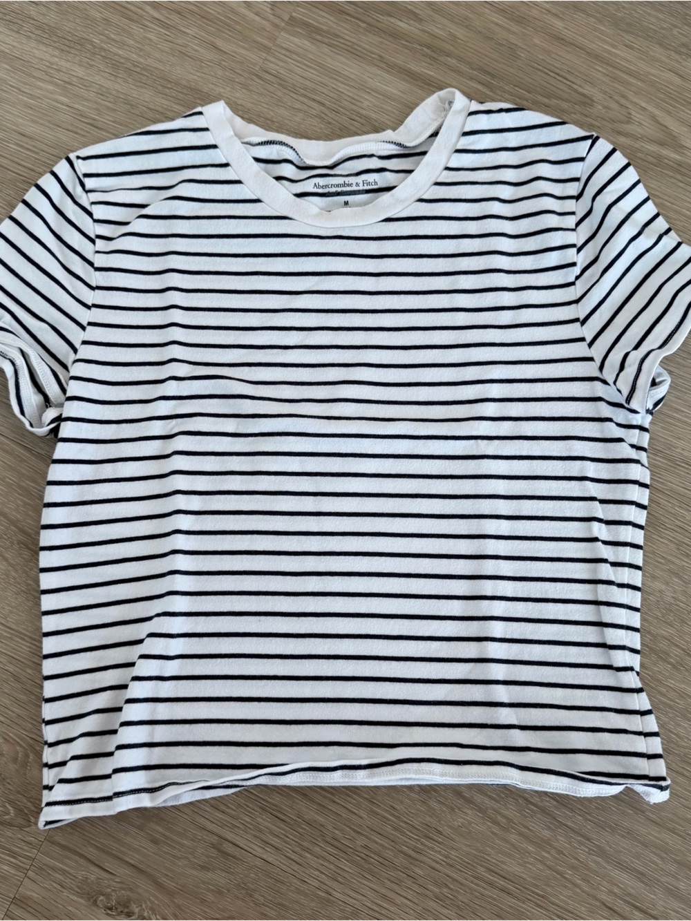 Abercrombie & Fitch Essentials White Black Striped Baby Tee